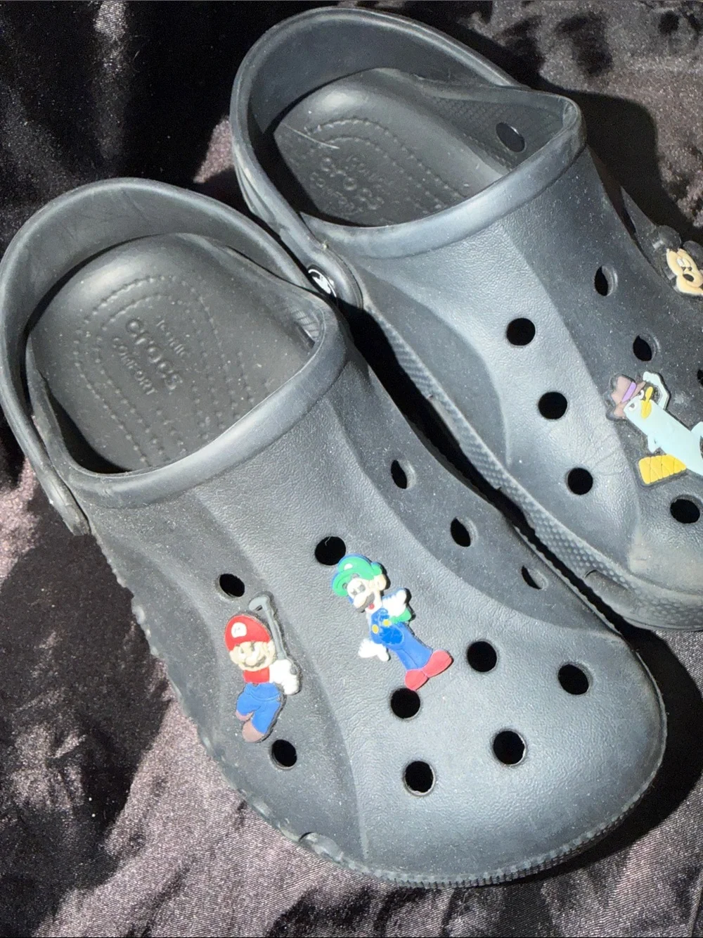 CROCS Black Kids Clogs with Cartoon Charms